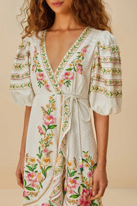 Robe midi portefeuille Palm Dream - Rose