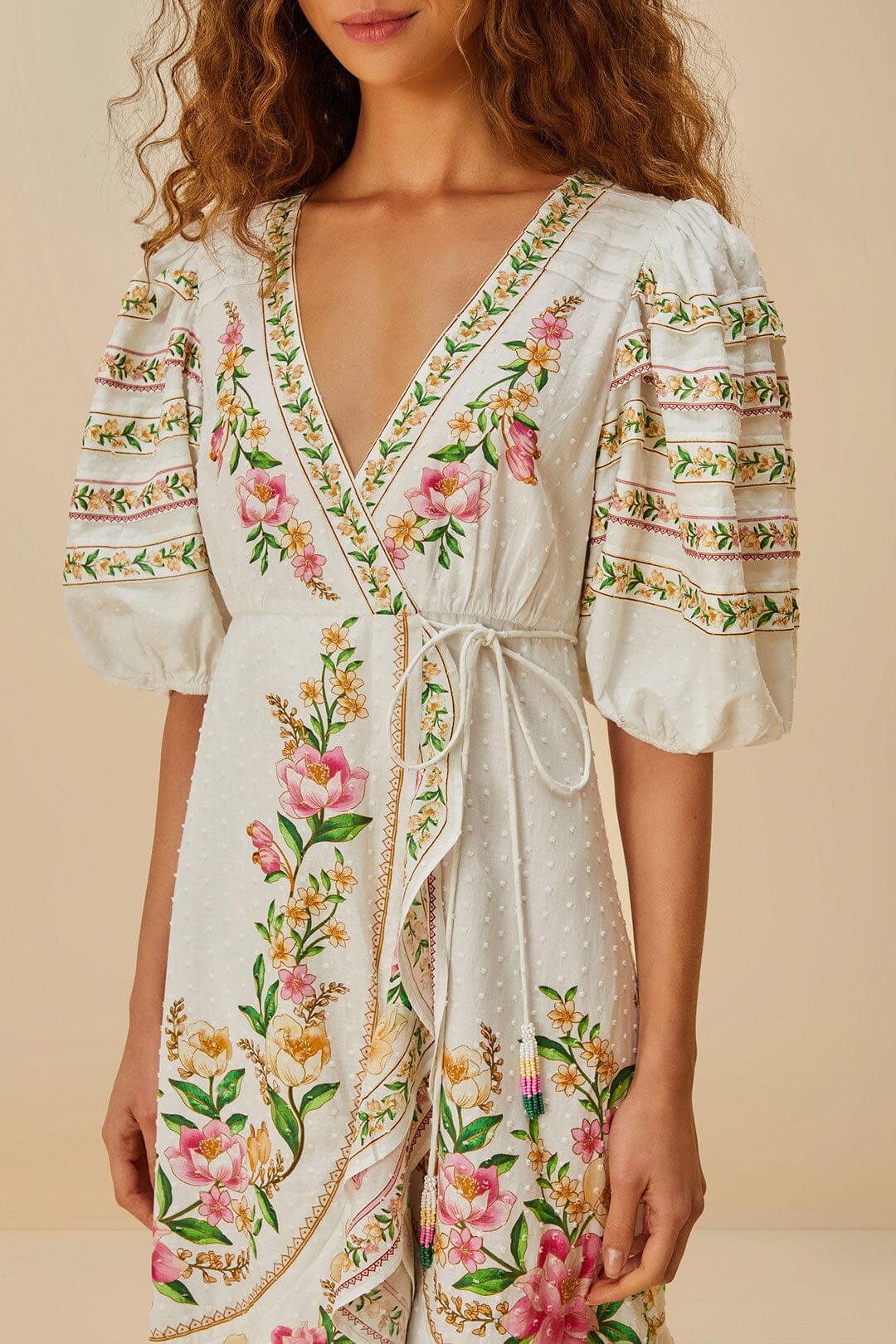 Robe midi portefeuille Palm Dream - Rose