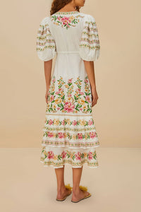 Robe midi portefeuille Palm Dream - Rose