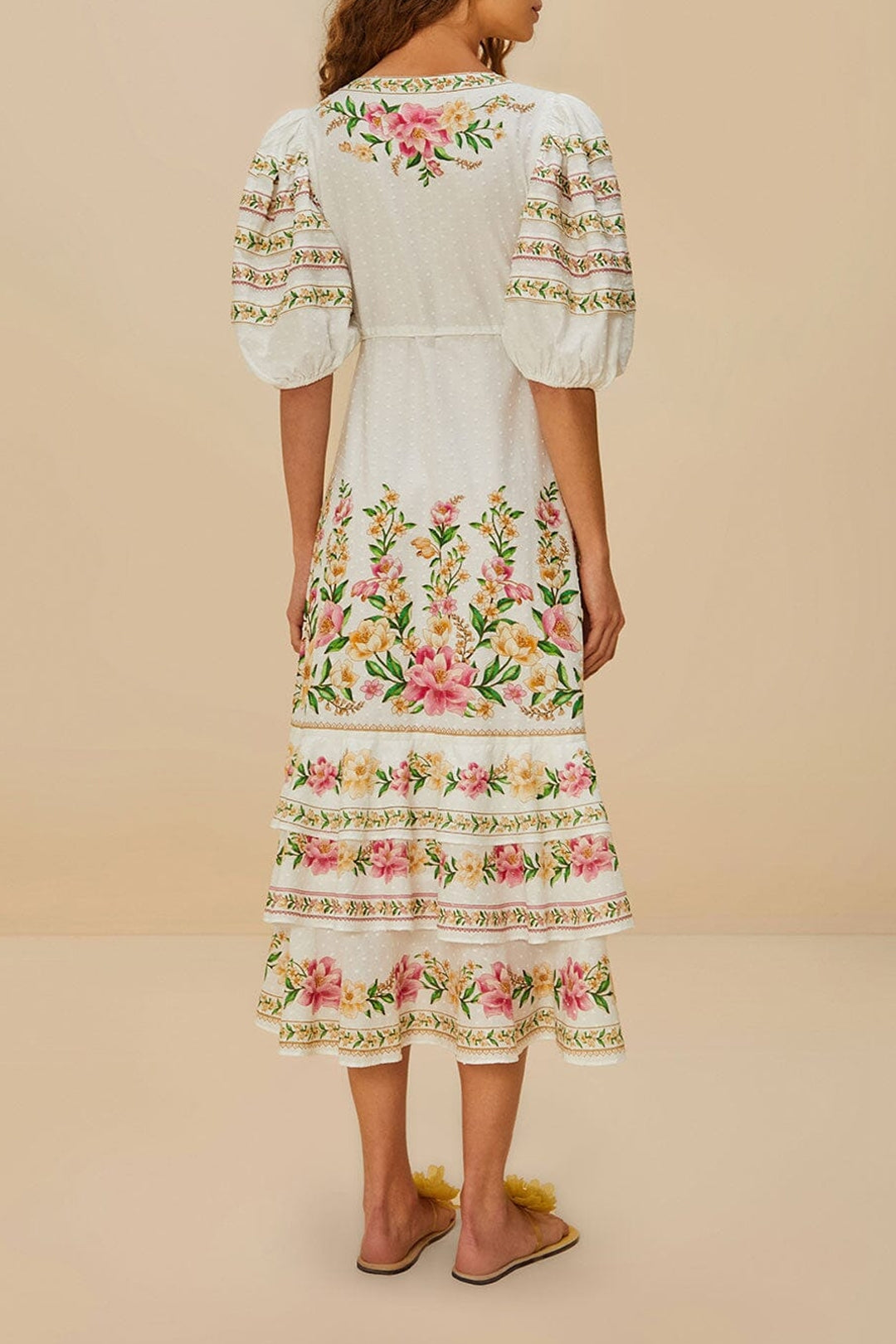 Robe midi portefeuille Palm Dream - Rose