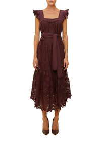 Pineapple Guipure midi dress - Brown