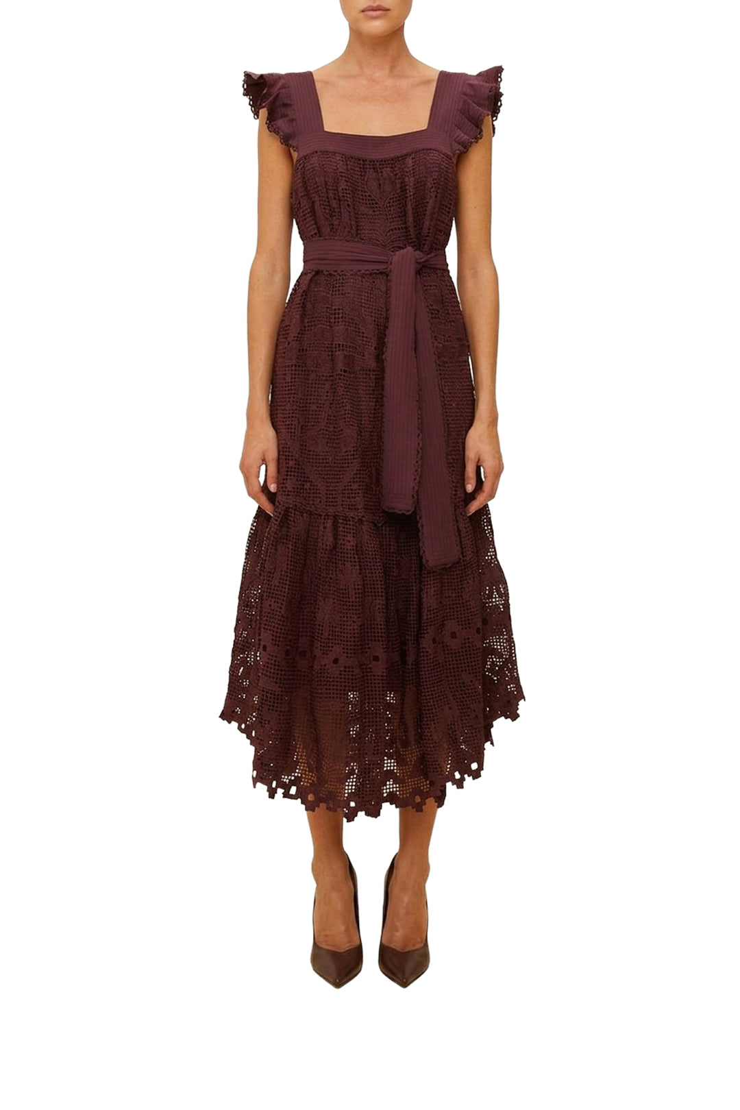 Pineapple Guipure midi dress - Brown