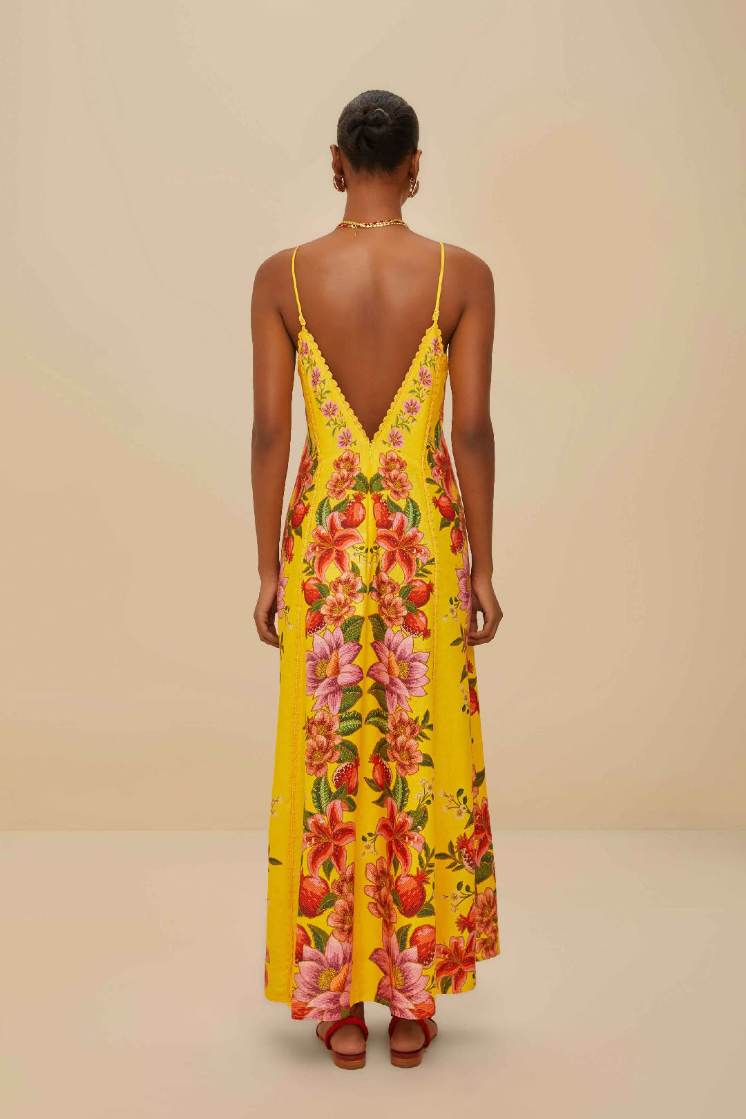 Robe midi Summer Fruit en lin - Jaune