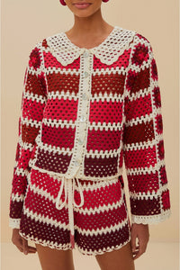Tiles crochet cardigan - Red
