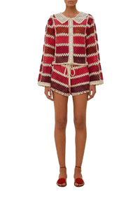 Colourful crochet shorts - Red