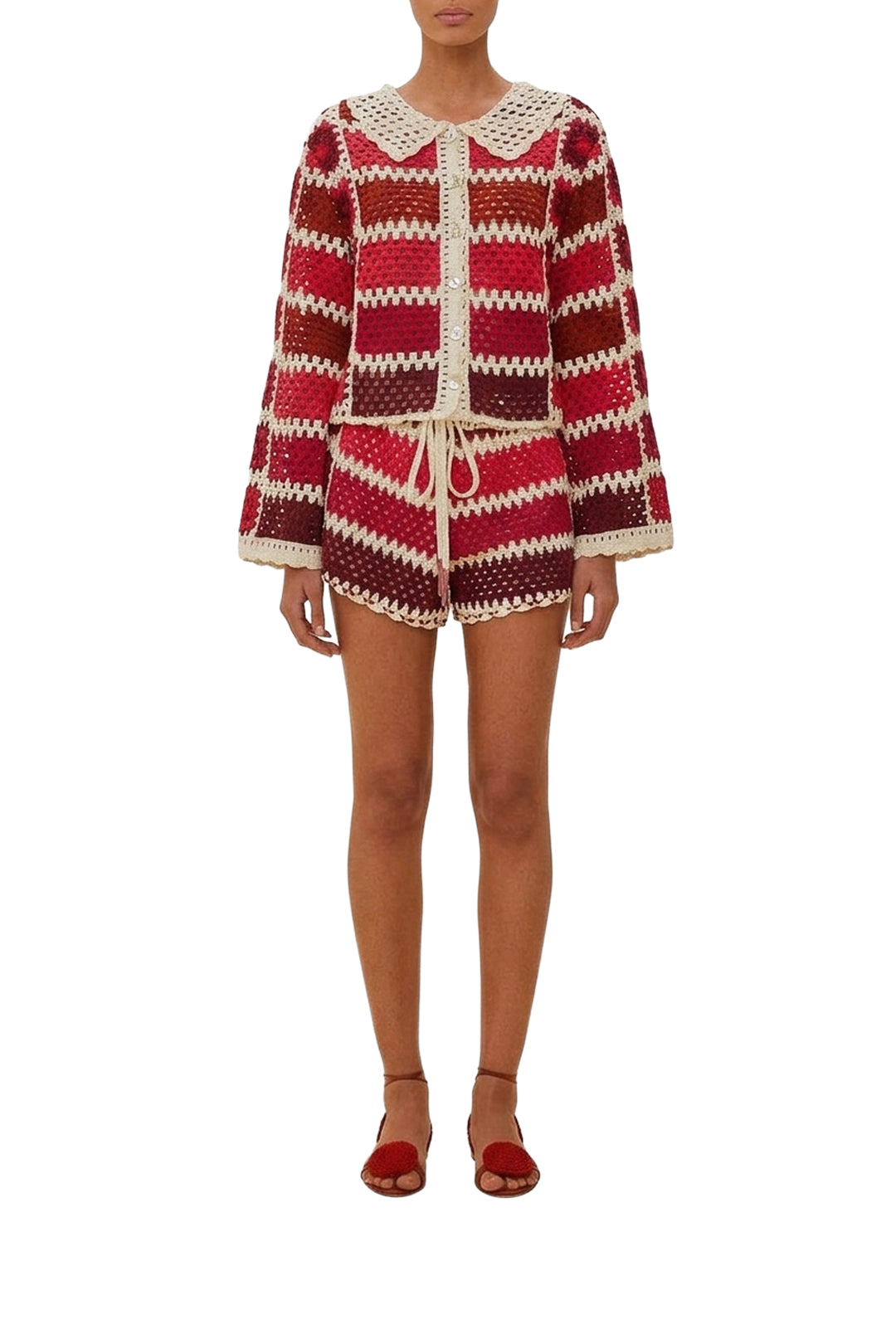 Tiles crochet cardigan - Red