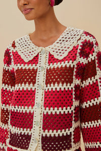 Tiles crochet cardigan - Red