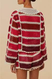 Tiles crochet cardigan - Red
