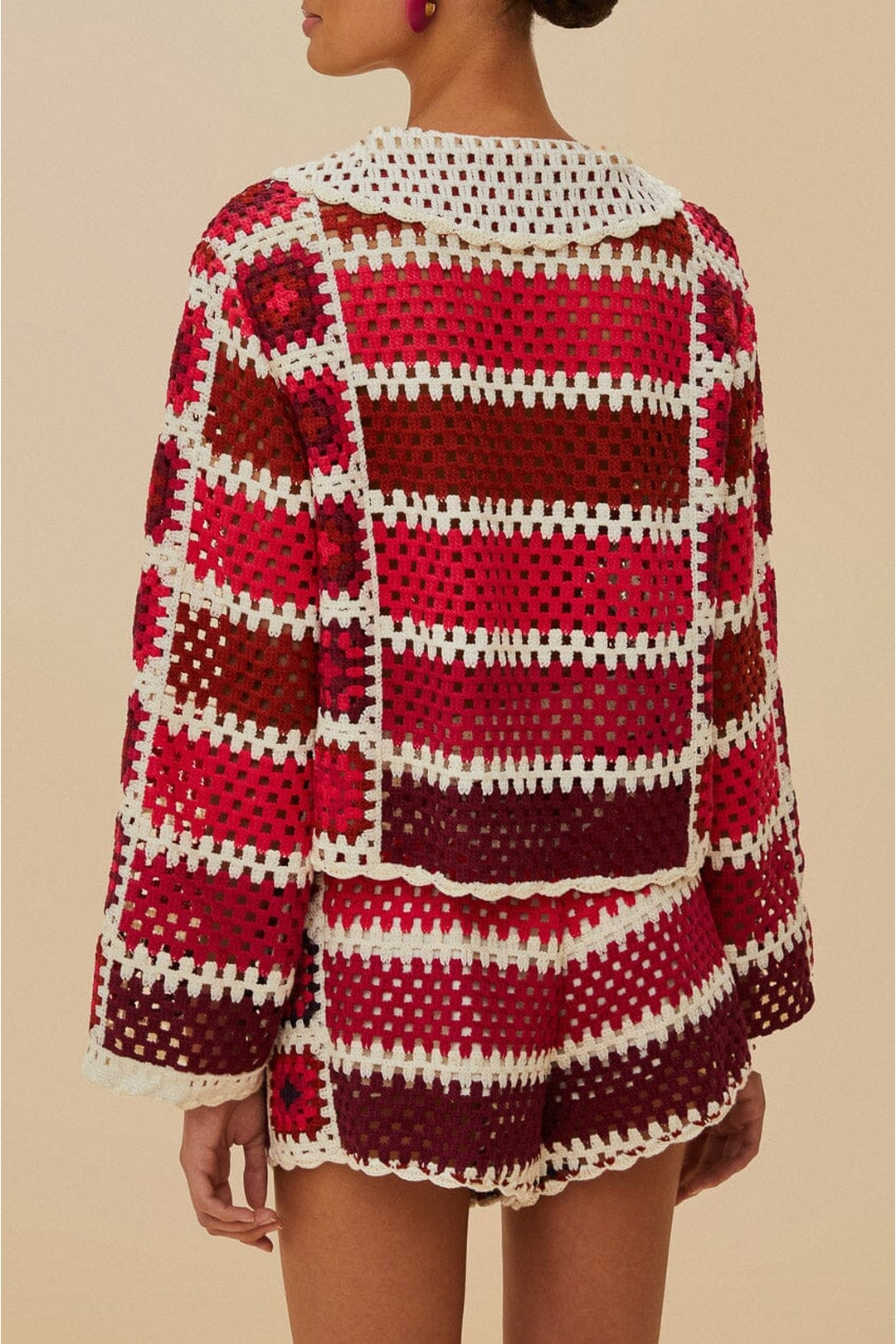 Tiles crochet cardigan - Red