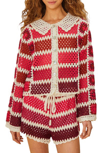Colourful crochet shorts - Red
