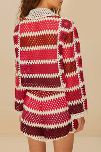Colourful crochet shorts - Red