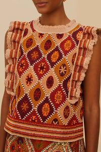 Top sans manches en crochet - Camel