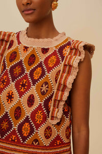 Top sans manches en crochet - Camel