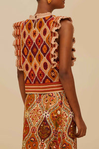 Top sans manches en crochet - Camel