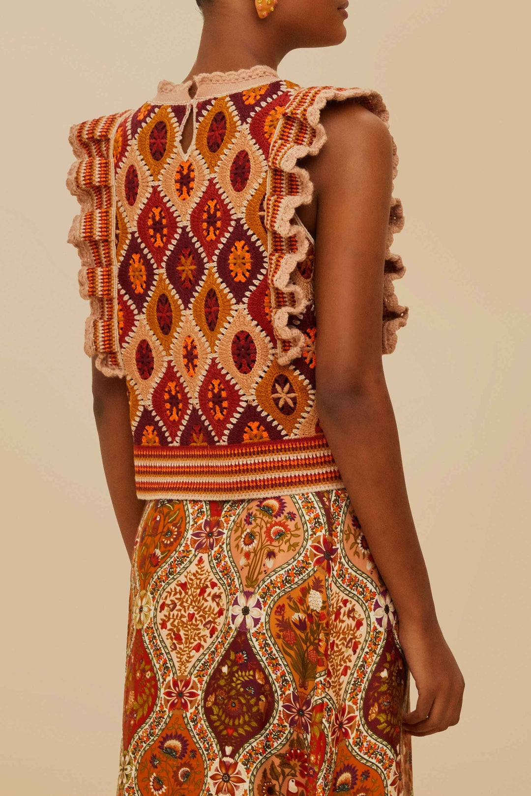 Top sans manches en crochet - Camel