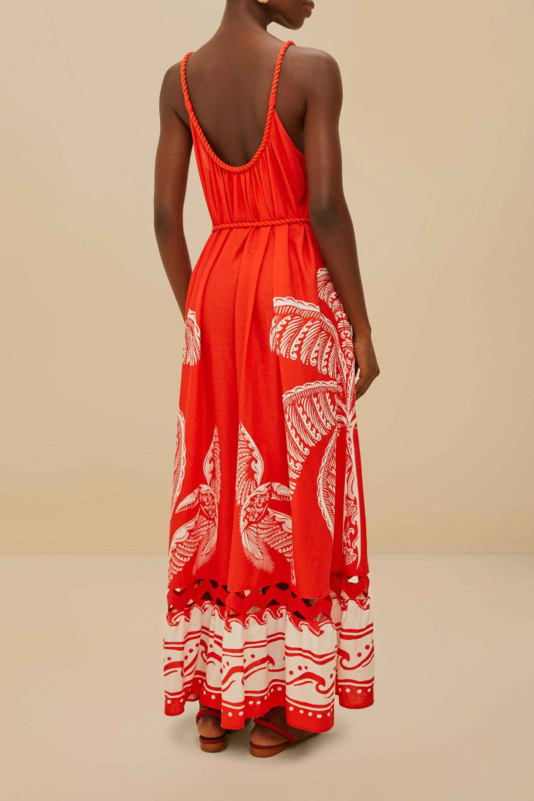Majestic Coconut Tree long dress in linen - Red