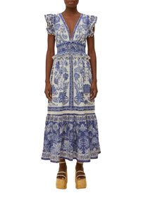 Robe longue Shell Garden - Bleu