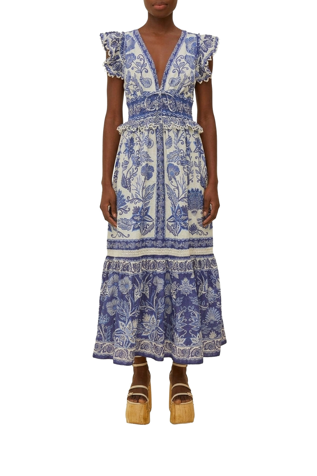 Robe longue Shell Garden - Bleu