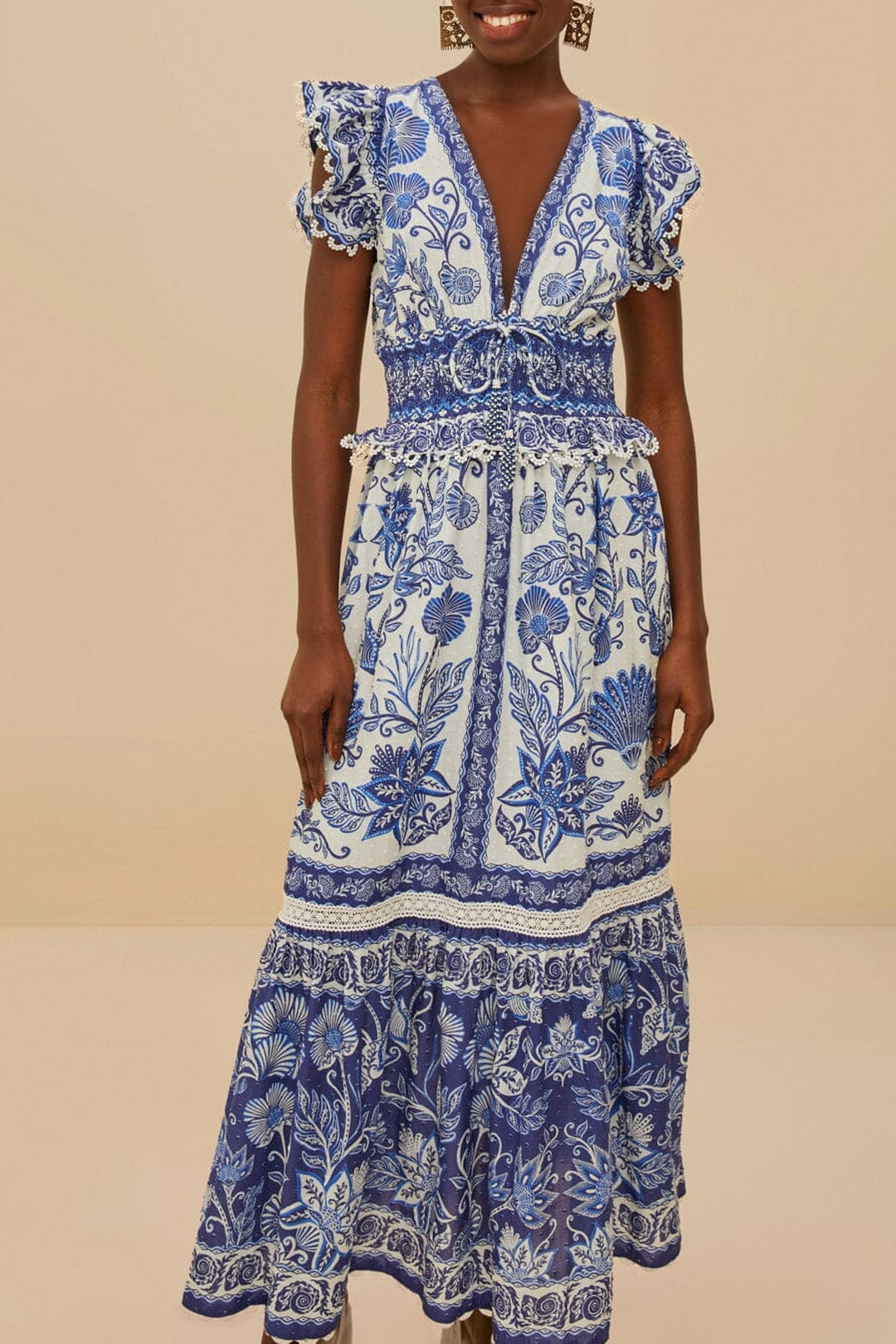 Robe longue Shell Garden - Bleu