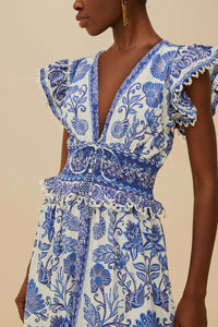 Robe longue Shell Garden - Bleu