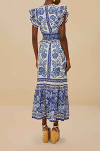 Robe longue Shell Garden - Bleu