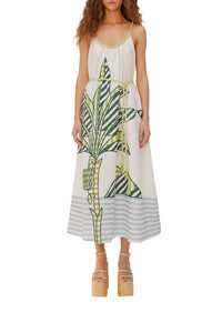 Banana Tree long dress in linen - White