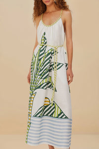 Banana Tree long dress in linen - White
