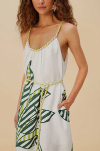 Banana Tree long dress in linen - White