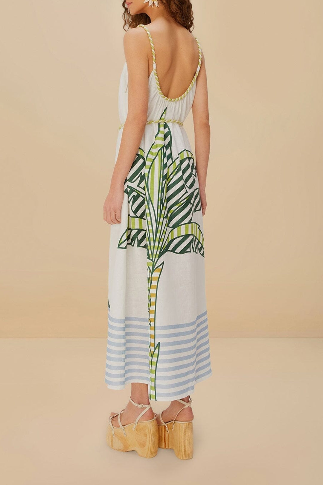 Banana Tree long dress in linen - White