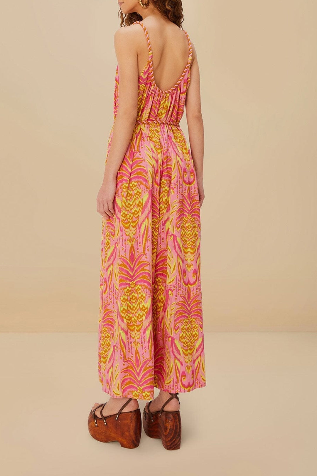 Pineapple Tapestry jumpsuit in linen - Pink