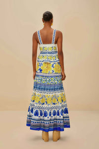 Low-rise long skirt - Blue