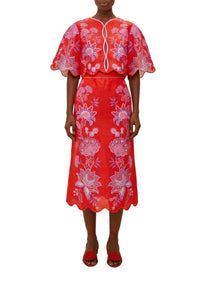 Blouse Porcelain Garden in linen - Red