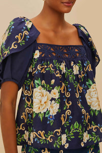 Flower Blue Blouse - Flower Blue