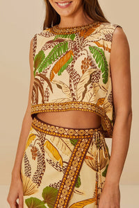 Blouse Foliage Sketch Sand en lin - Jaune