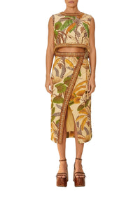 Blouse Foliage Sketch Sand en lin - Jaune