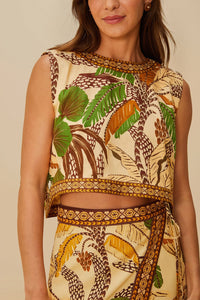 Blouse Foliage Sketch Sand en lin - Jaune