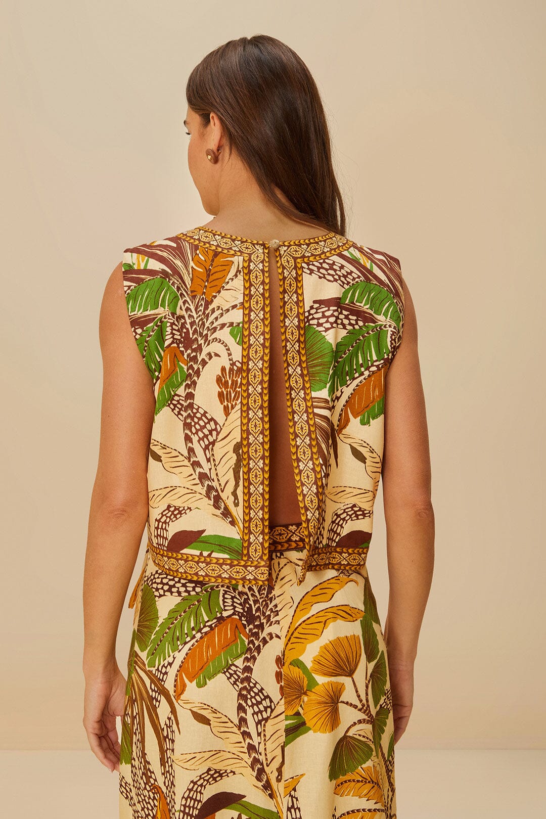 Blouse Foliage Sketch Sand en lin - Jaune