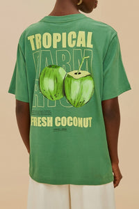 T-shirt Tropical Coconut en coton - Vert