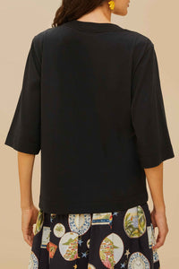 T-shirt Tropical Bananas en coton - Noir