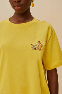 T-shirt Tropical Bananas en coton - Jaune
