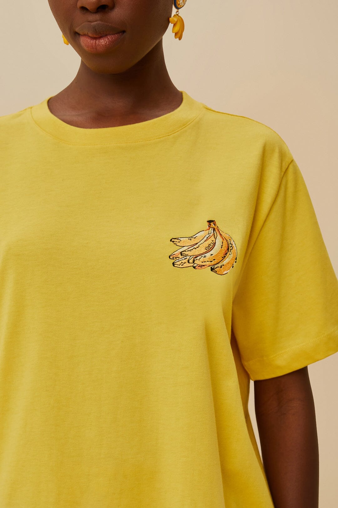 T-shirt Tropical Bananas en coton - Jaune