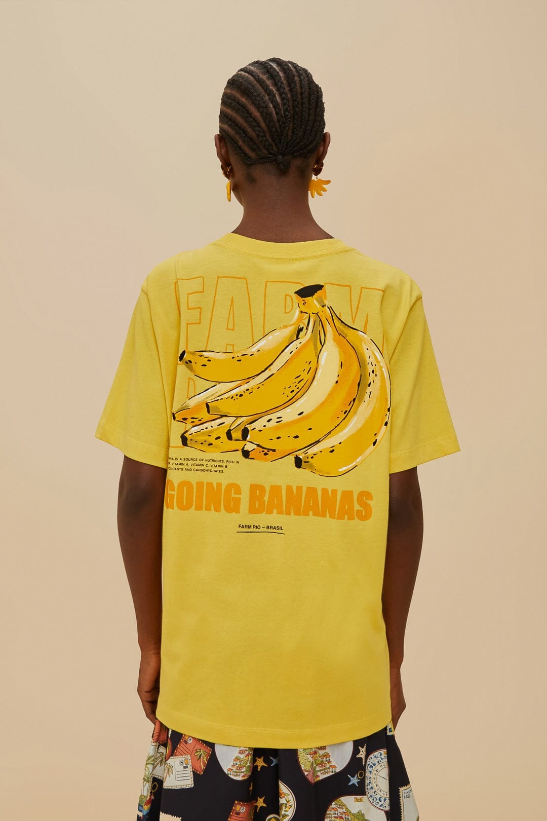 T-shirt Tropical Bananas en coton - Jaune