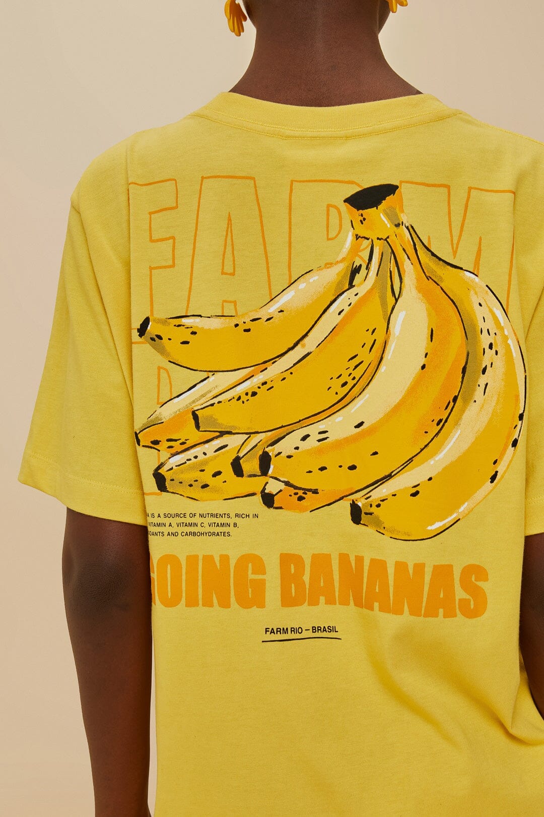 T-shirt Tropical Bananas en coton - Jaune