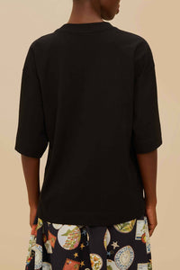 T-shirt Tropical Over en coton - Noir