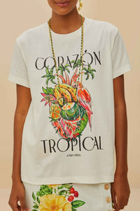 T-shirt Corazon Tropical en coton - Blanc