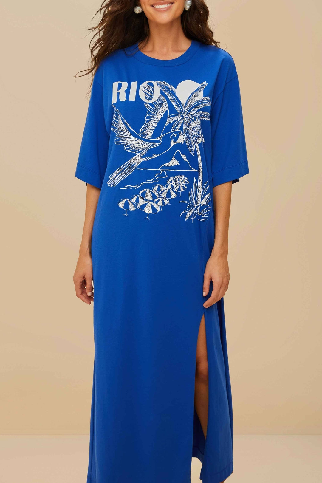 Rio Pleat maxi dress with slit - Blue