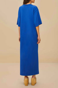 Rio Pleat maxi dress with slit - Blue