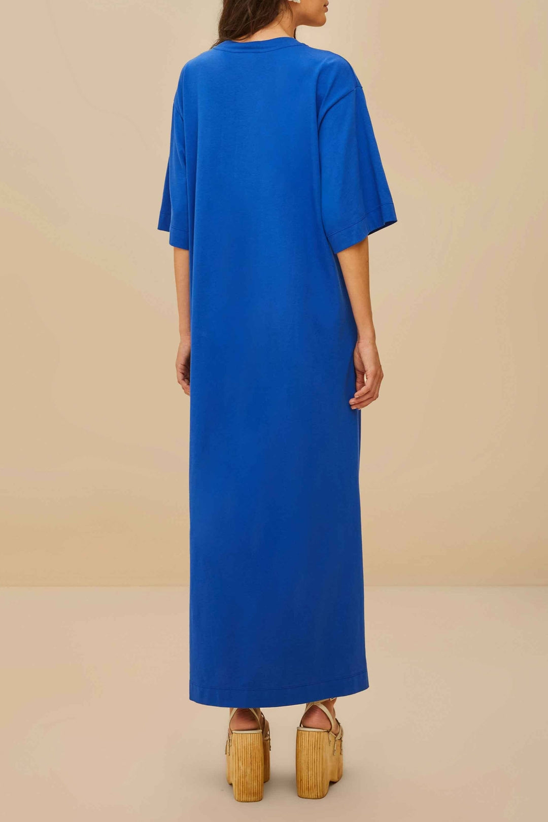 Rio Pleat maxi dress with slit - Blue