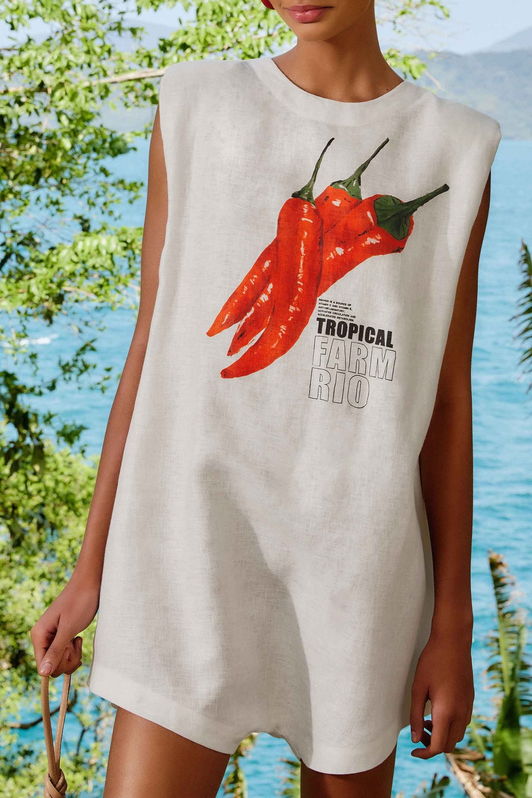 Combi-short Farm Rio Pepper en lin - Blanc
