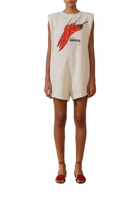 Combi-short Farm Rio Pepper en lin - Blanc